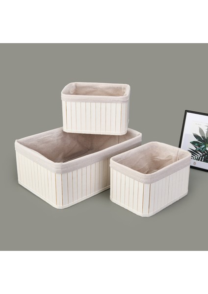 3'lü Çok Amaçlı Dekoratif Sepet - Beyaz modelleri