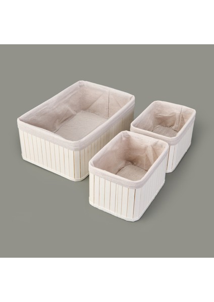 3'lü Çok Amaçlı Dekoratif Sepet - Beyaz fırsatları