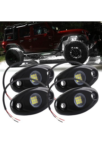 4 Adet 9 LED Süper Parlak Kaya Işığı Kiti LED Su Geçirmez Neon Alt Aydınlatma Off Road Kamyon Tekne Beyaz (Yurt Dışından) fiyatları