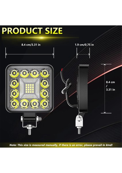 Kamyon, Traktör, Atv, Utv, Karavan Için LED Çalışma Işıkları, 3 Inç Kare Işık Pod'ları Su Geçirmez Off-Road (Yurt Dışından) fiyatları