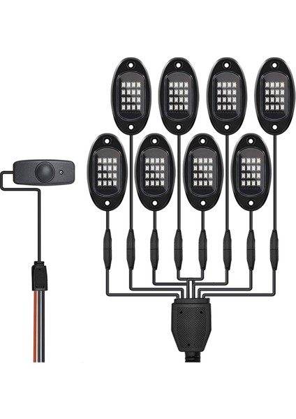 8 Pod Rgb LED Kaya Işıkları Kiti Alt Aydınlatmalı Çok Renkli Neon Işık Pod'u Bluetooth Uygulama Kontrolü ile Kamyon, Atv, Utv, Suv Için (Yurt Dışından) modelleri