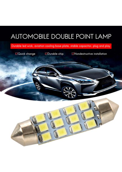 42MM 12 Smd 3528 LED Beyaz Araba Iç Mekan C5W Dome Festoon Ampul Işık Lambası Dc 12V (Yurt Dışından) fiyatları