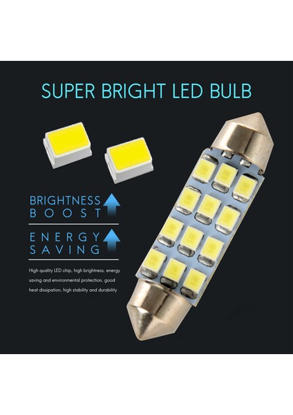 42MM 12 Smd 3528 LED Beyaz Araba Iç Mekan C5W Dome Festoon Ampul Işık Lambası Dc 12V (Yurt Dışından) fırsatları
