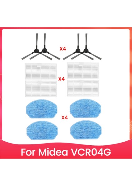 VCR04G Robot Süpürge Yedek Aksesuarları Için 12 Adet Yan Fırça Filtre Paspas Bezi (Yurt Dışından)