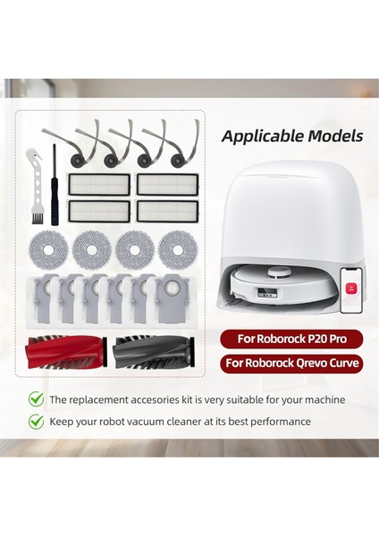 Qrevo Curve Edge P20 Pro Elektrikli Süpürge Ana Yan Fırça Filtresi Paspas Pedi Toz Torbaları Için Yedek Parça (Yurt Dışından) fiyatları