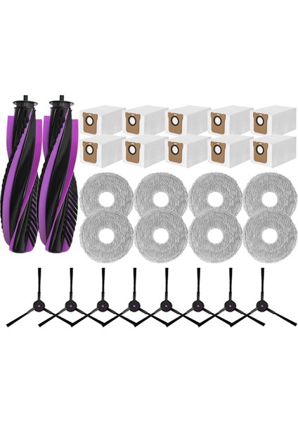 P20 Pro Robot Süpürge Yedek Aksesuarları Için 28 Adet Ana Yan Fırça Paspas Bezi Toz Torbası (Yurt Dışından)