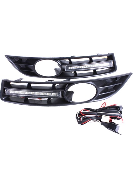 B6 2007-2011 Su Geçirmez Ön Tampon Sis Lambası Izgarası + Gündüz Farı Led'i (Yurt Dışından)