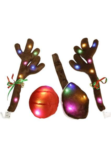 Araba Ren Geyiği Boynuzları, LED Işıklı Boynuz Kiti, Ren Geyiği Boynuzları, Burun, Kuyruk, Noel Süslemeleri (Yurt Dışından) fiyatları