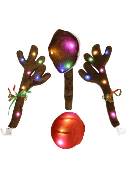 Araba Ren Geyiği Boynuzları, LED Işıklı Boynuz Kiti, Ren Geyiği Boynuzları, Burun, Kuyruk, Noel Süslemeleri (Yurt Dışından) modelleri