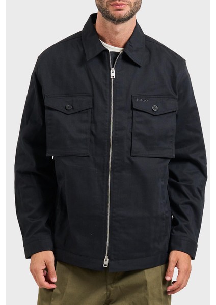 Pamuklu Relaxed Fit Logolu Fermuarlı Gömlek Ceket Erkek Gömlek Ceket 50545403 001