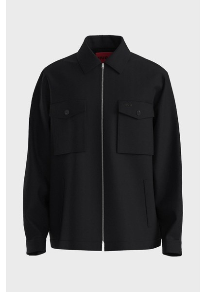 Pamuklu Relaxed Fit Logolu Fermuarlı Gömlek Ceket Erkek Gömlek Ceket 50545403 001