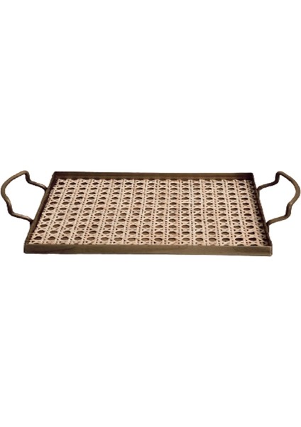 Rattan Hazeran Galvaniz Sunum Tepsi Gold MA021