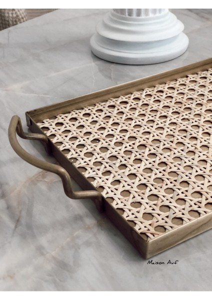 Rattan Hazeran Galvaniz Sunum Tepsi Gold MA021 modelleri