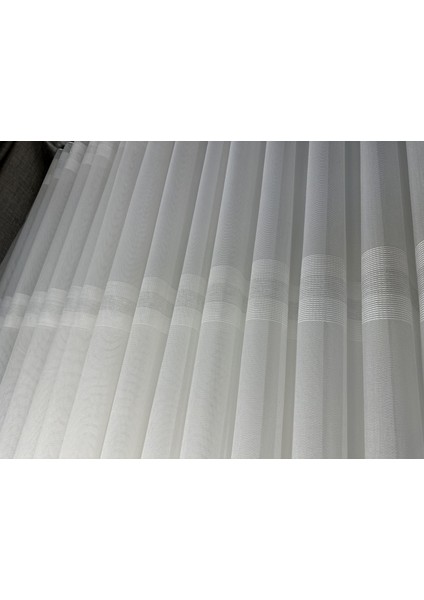 Nivemeshome Hercai HY019 Gümüş 1/2,5 Sık Pileli Tül Perde Apm