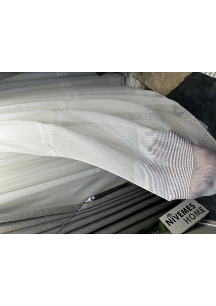 Nivemeshome Hercai HY019 Gümüş 1/2,5 Sık Pileli Tül Perde Apm