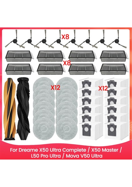 X50 Ultra COMPLETE/X50 MASTER/L50 Pro ULTRA/V50 Aksesuar Seti Fırça Filtre Paspas Bezi Toz Torbası (Yurt Dışından)