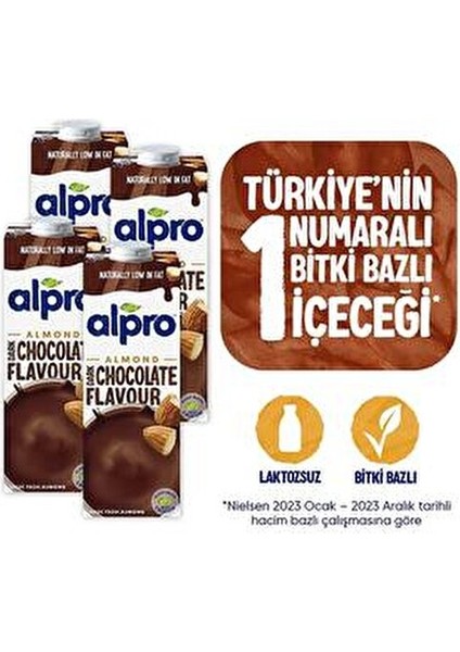 Bitter Çikolata Badem İçeceği 4x1 L Süt İçermeyen Vejetaryen Alternatif