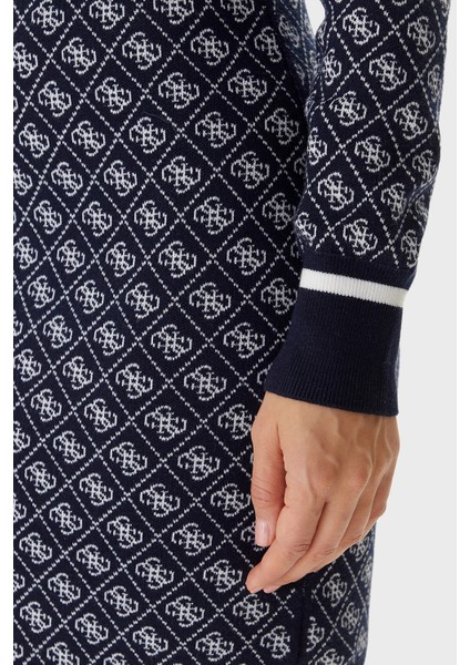 Aubrey Yün Karışımlı Logolu Slim Fit V Yaka Mini Elbise W5BK25Z3JD2 Bayan Elbise W5BK25 Z3JD2 Fbdı indirimleri