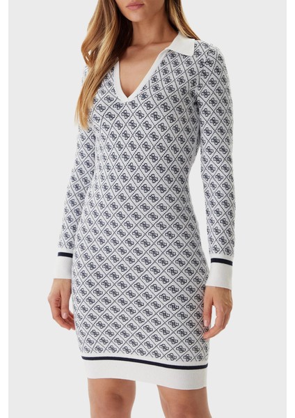 Aubrey Yün Karışımlı Logolu Slim Fit V Yaka Mini Elbise W5BK25Z3JD2 Bayan Elbise W5BK25 Z3JD2 F0YU