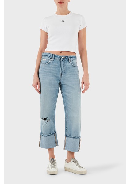 Pamuklu Regular Fit Yüksek Bel Geniş Paça Jeans LV047C734GX26 Bayan Kot Pantolon LV047C734G X26 fiyatları