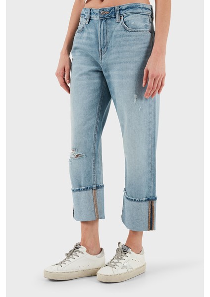 Pamuklu Regular Fit Yüksek Bel Geniş Paça Jeans LV047C734GX26 Bayan Kot Pantolon LV047C734G X26 indirimleri