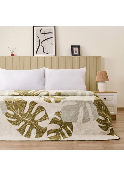 Soft Tropic Pamuklu Çift Kişilik Battaniye - Yeşil - 200X220 cm fiyatları