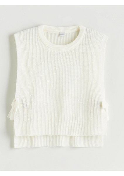 Lcw Kids Ekru Fiyonk Detaylı Kız Çocuk Triko Süveter modelleri