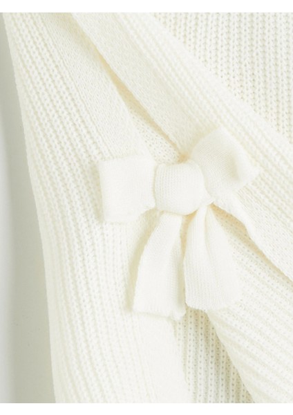Lcw Kids Ekru Fiyonk Detaylı Kız Çocuk Triko Süveter
