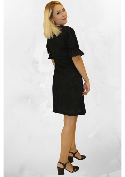 Esnek Bürümcük Kumaş Astarlı Mini Boy Kadın Elbise modelleri