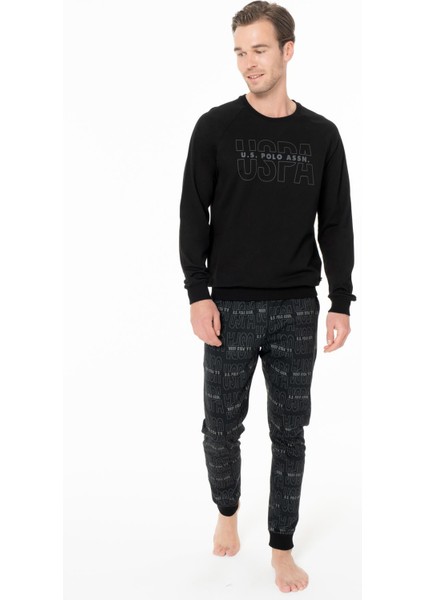 Erkek Uspa Yazılı Ev Giyim Pijama Takım, %100 Pamuk