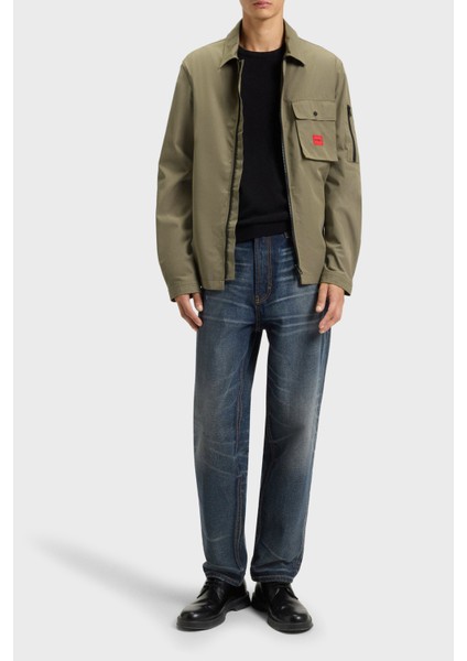 Pamuk Karışımlı Relaxed Fit Logolu Fermuarlı Kanvas Gömlek Erkek Gömlek 50482701 355 fiyatları