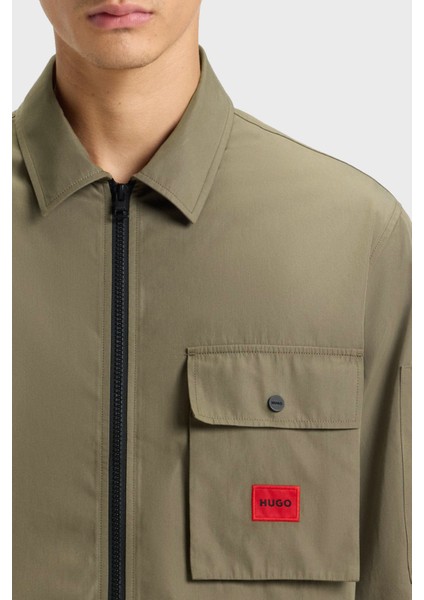 Pamuk Karışımlı Relaxed Fit Logolu Fermuarlı Kanvas Gömlek Erkek Gömlek 50482701 355 fırsatları