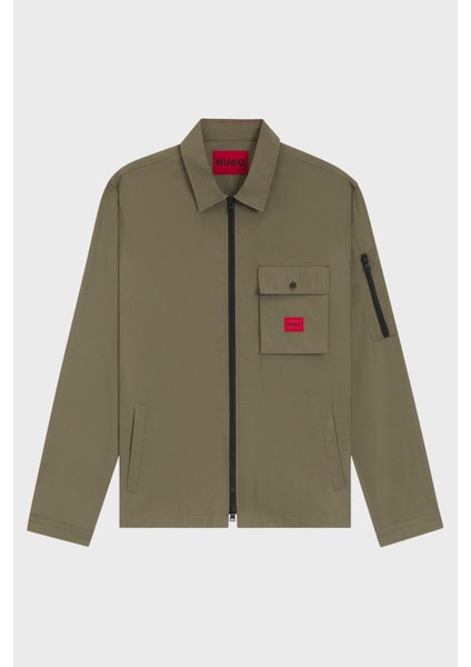 Pamuk Karışımlı Relaxed Fit Logolu Fermuarlı Kanvas Gömlek Erkek Gömlek 50482701 355