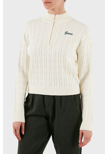 Lavinia Regular Fit Yarım Fermuarlı Dik Yaka Örgü Kazak V5BR02Z0572 Bayan Kazak V5BR02 Z0572 G1O6