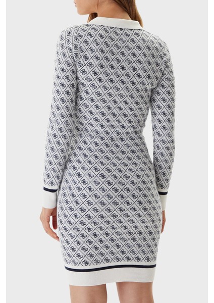 Aubrey Yün Karışımlı Logolu Slim Fit V Yaka Mini Elbise W5BK25Z3JD2 Bayan Elbise W5BK25 Z3JD2 F0YU modelleri