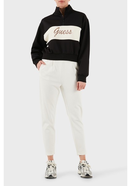 Fabia Streç Logolu Regular Fit Yarım Fermuarlı Dik Yaka Kısa Sweat V5BQ00KCX22 Bayan Sweat V5BQ00 KCX22 Jblk fiyatları