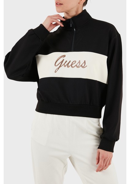 Fabia Streç Logolu Regular Fit Yarım Fermuarlı Dik Yaka Kısa Sweat V5BQ00KCX22 Bayan Sweat V5BQ00 KCX22 Jblk fırsatları