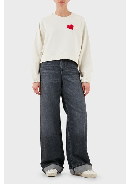 % 100 Pamuk Comfort Fit Minimal Desenli Sweat Bayan Sweat EW002122 AF12538 U1144 fiyatları