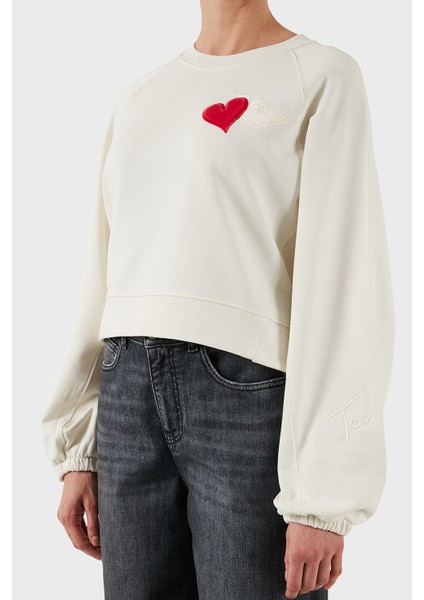% 100 Pamuk Comfort Fit Minimal Desenli Sweat Bayan Sweat EW002122 AF12538 U1144 fırsatları