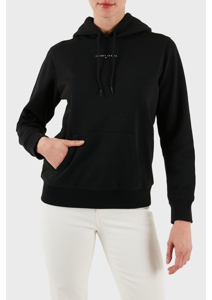 Pamuklu Regular Fit Kapüşonlu Logolu Sweat Bayan Sweat DW0DW21963 Bds