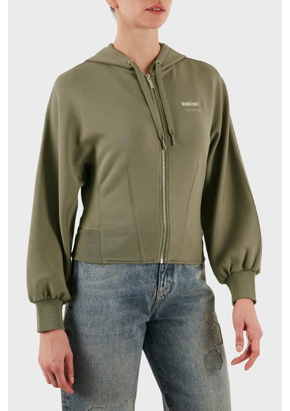 Logolu Regular Fit Kapüşonlu Fermuarlı Sweat Bayan Sweat XW000802 AF16111 U6242 fırsatları