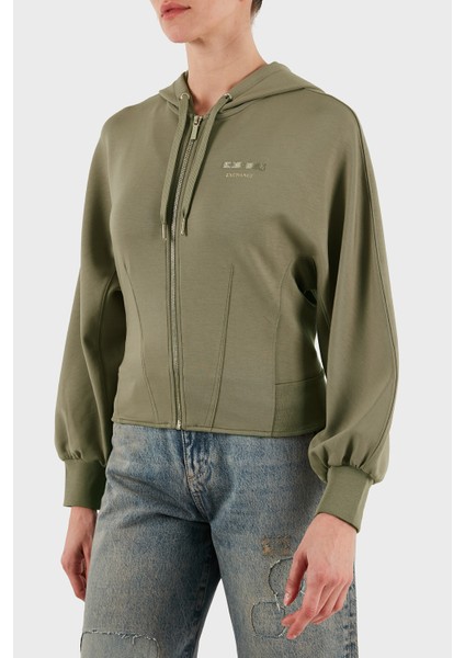 Logolu Regular Fit Kapüşonlu Fermuarlı Sweat Bayan Sweat XW000802 AF16111 U6242