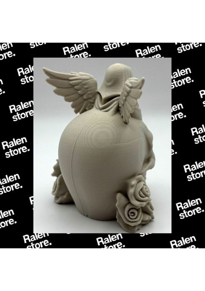 Mini Ölüm Meleği Temalı Kafatası Dekoratif Obje | 8cm | Bej Rengi | ( Yüksek Kalite 3D Baskı Pla ) fırsatları
