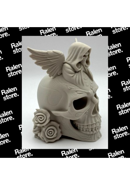 Mini Ölüm Meleği Temalı Kafatası Dekoratif Obje | 8cm | Bej Rengi | ( Yüksek Kalite 3D Baskı Pla ) indirimleri
