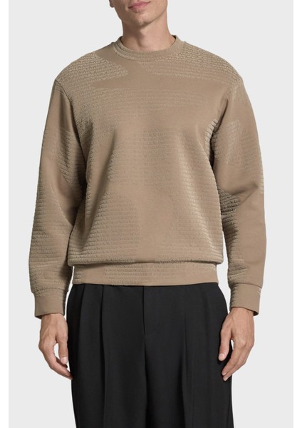 Pamuklu Regular Fit Bisiklet Yaka Tamamı Logolu Sweat Erkek Sweat EM002900 AF10013 F6130