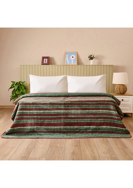 Soft Bliss Pamuklu Çift Kişilik Battaniye - Yeşil - 200X220 cm
