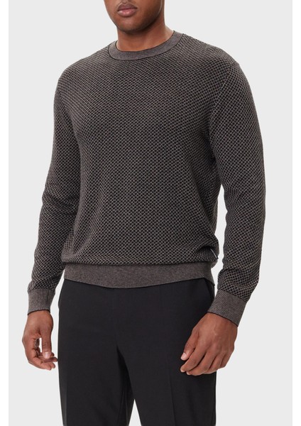 Kareli Pamuklu Slim Fit Bisiklet Yaka Kazak Erkek Kazak XM001913 AF18841 FC012