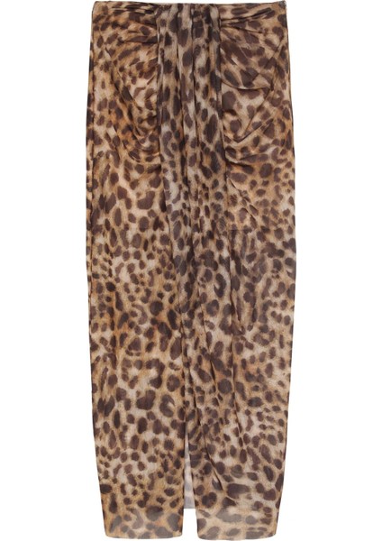 Leopar Desenli Midi Etek Kahve modelleri