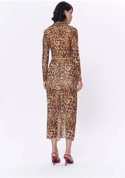 Leopar Desenli Midi Etek Kahve fırsatları