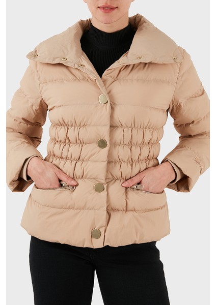 Kapitoneli Regular Fit Dik Yaka Düğmeli Mont Bayan Mont XW000653 AF15984 U1051 indirimleri